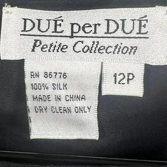 Due per Due Women 10 Bohemian 3 Piece Set 100% Silk Black Gold Embroidered Lined - Picture 15 of 16